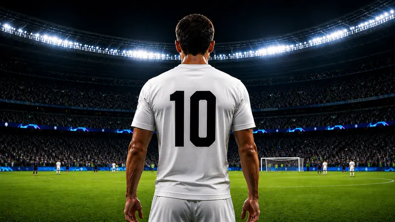 Fußballspieler mit der Rückennummer 10 im Stadion