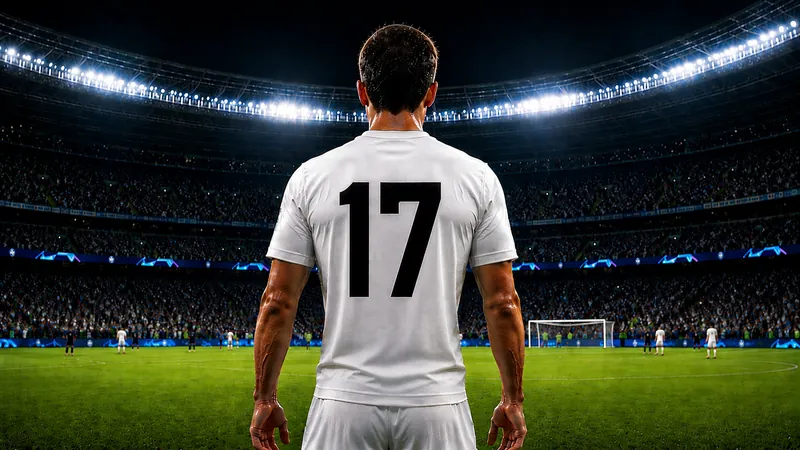 Fußballspieler mit der Rückennummer 17 im Stadion