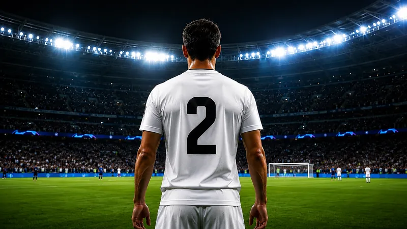 Fußballspieler mit der Rückennummer 2 im Stadion