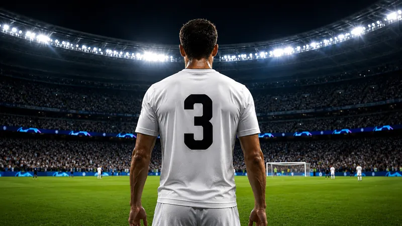 Fußballspieler mit der Rückennummer 3 im Stadion