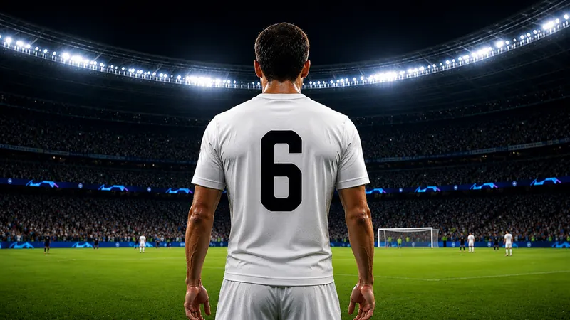 Fußballspieler mit der Rückennummer 6 im Stadion
