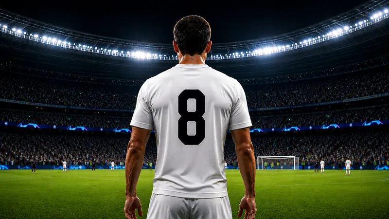 Fußballspieler mit der Rückennummer 8 im Stadion